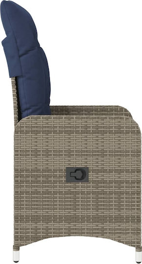 Outdoor Chair Rattan Gray with Cushion 2pcs 36x56x89cm