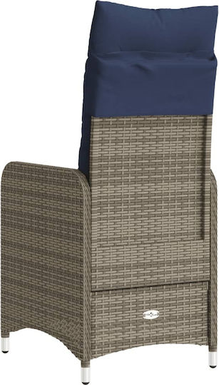 Outdoor Chair Rattan Gray with Cushion 2pcs 36x56x89cm