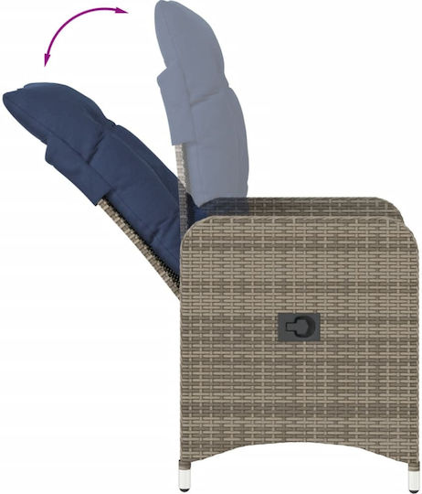Outdoor Chair Rattan Gray with Cushion 2pcs 36x56x89cm