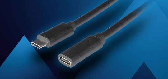 Lanberg USB 3.2 Cable USB-C Male - USB-C Female 100W PD Black 0.5m CA-USBE-20CC-0005-BK