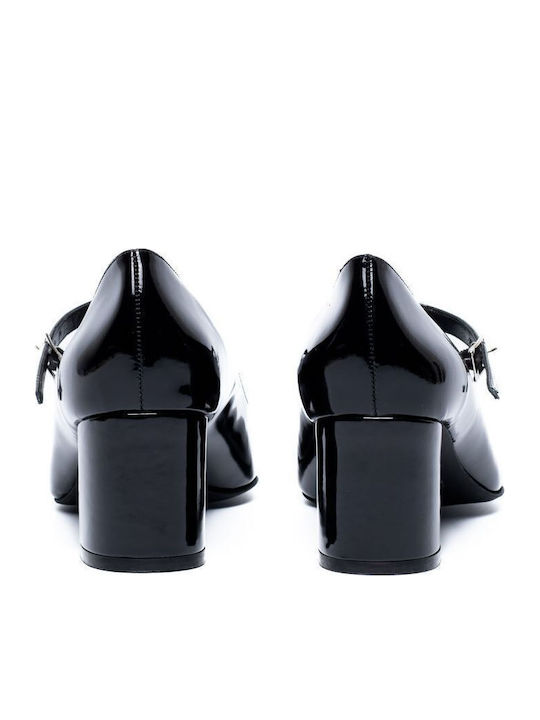 Lackleder Pumps mit Riemchen Schwarze