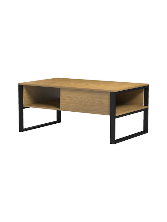 Central Bendon Metal Coffee Table Light Walnut W100xD60xH44.5cm