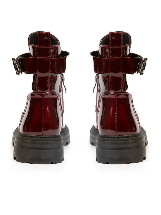 Damen Kampfstiefel Burgundisch