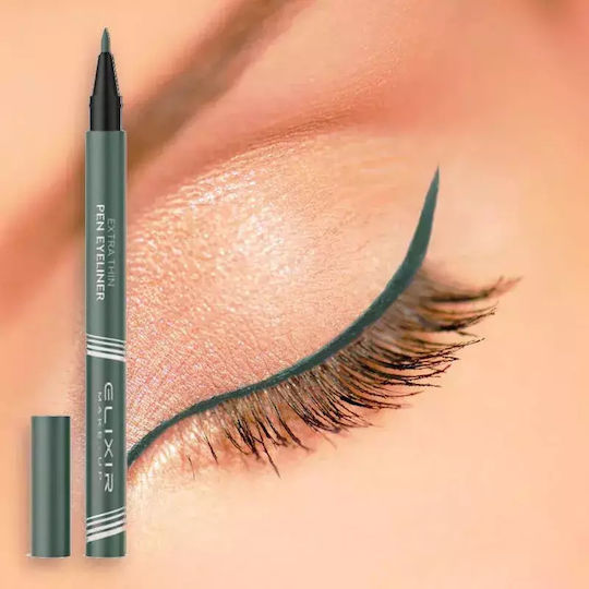 Elixir Extra Thin Long Stay & Waterproof Pen Eye Liner 004 Forest Green 1gr