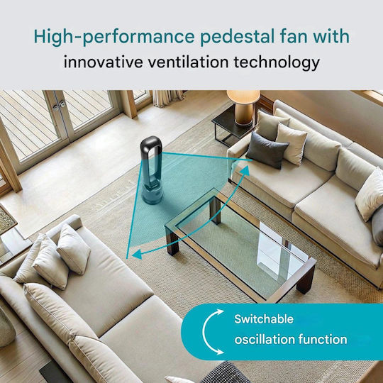 ProfiCare Ventilator Fără Palete 50W cu Telecomandă Negru