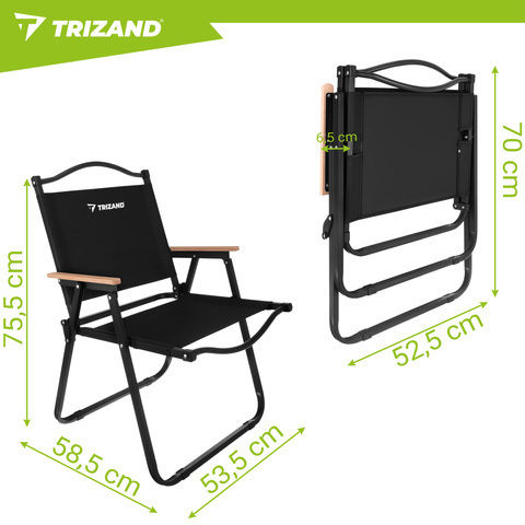 Trizand Καρέκλα Παραλίας Μαύρη 75.5x58.5x53.5εκ.