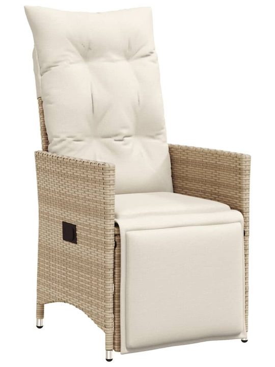 Outdoor-Sessel Rattan Beige mit Kissen 49x50.5εκ.