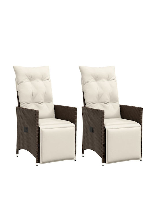Scaun de exterior Rattan Maro cu pernă 2buc 49x50.5x92cm
