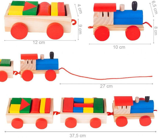 MalPlay Cuburi De Construit Wooden Train Din Lemn Pentru 1.5+ Ani 19 Bucăți