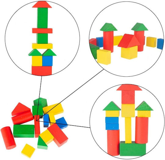 MalPlay Cuburi De Construit Wooden Train Din Lemn Pentru 1.5+ Ani 19 Bucăți