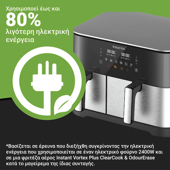 Instant Pot Instant Vortex Air Fryer με Wi-Fi & Διπλό Αποσπώμενο Κάδο 11lt Μαύρο