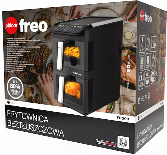 Eldom Air Fryer με Διπλό Αποσπώμενο Κάδο 10lt Μαύρο FR300