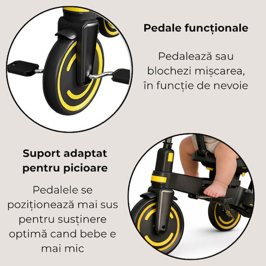 Kidizi Tricicletă Pliabilă și Transformabilă 5 în 1 Neagră