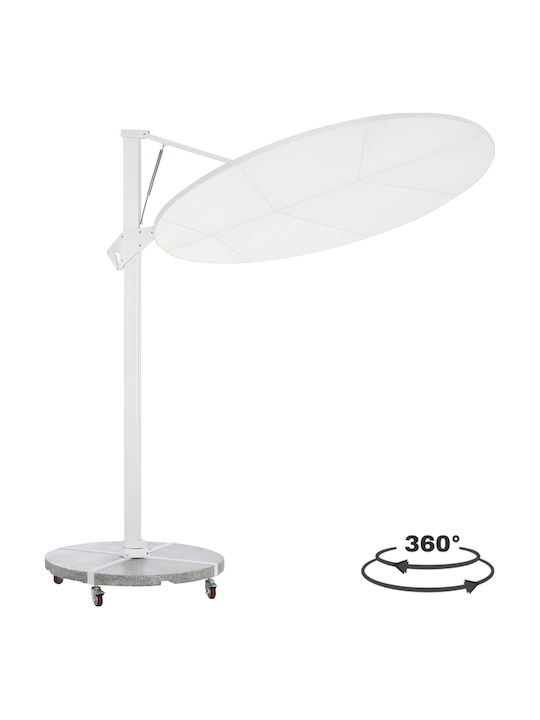 Professional Floor Parasol Circular Aluminum Cannopy Gray with Base Φ2.665m