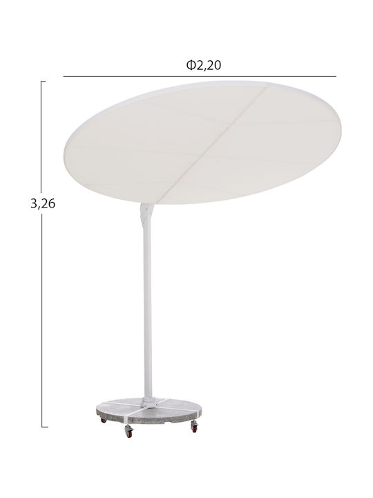 Professional Floor Parasol Circular Aluminum Cannopy Gray with Base Φ2.665m