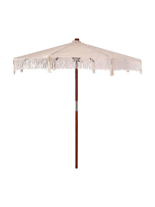 Umbrella Floor Round Wooden Beige D2.5m