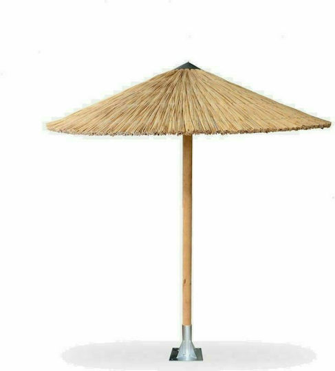 Professionell Garten & Terrassen Sonnenschirm Bodenständer Rund Geflecht Holz Venus Braun Ø2.15m