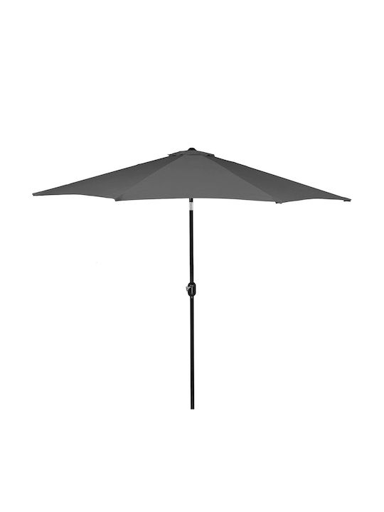 Umbrelă Rotundă Metalică Gri cu Bază de Susținere Φ2.6m