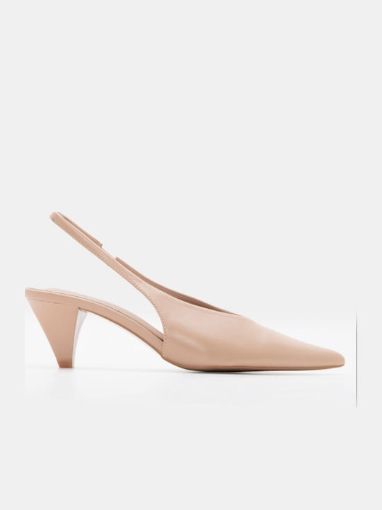 Pointed Toe Heels with Medium Beige Heel