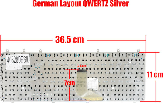 German Keyboard for Laptop HP Pavilion DV7-1000 DV7-1100 DV7-1400 DV7-1500 DV7t-1000 DV7-1000z DV7-1200 500843-001 483275-001 DE Silver Kod.40328desil