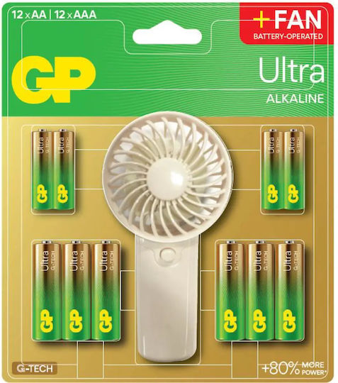 Gp Summer Pack Алкални Батерии Ultra AA X 12 Бр + Ultra AAA X 12 Бр + Вентилатор Fan Gp Batteries