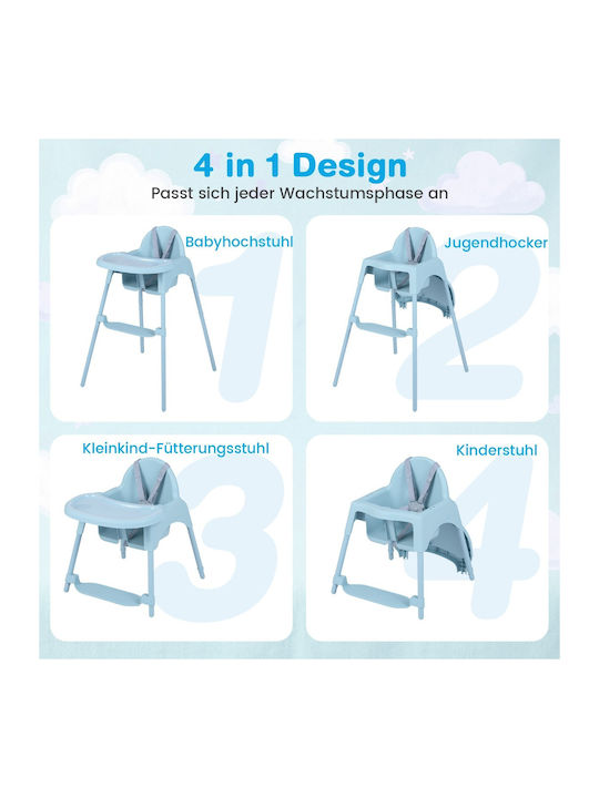 Costway Baby Highchair 4 in 1 with Adjustable Height Blue