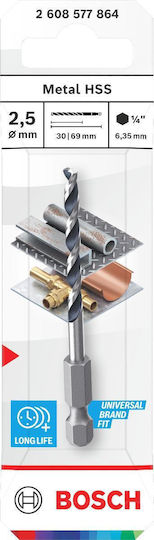 Свредло За Метал Hex 2.5 Mm 1 Брой Bosch