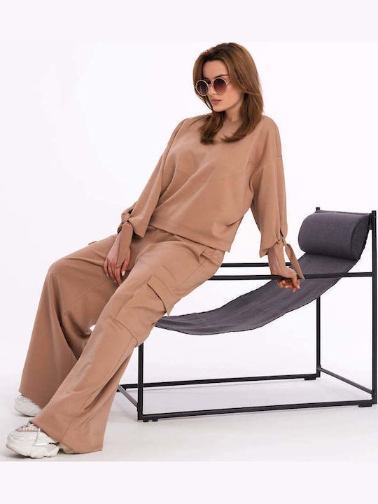 Bluza Damă Bumbac Mânecă Lungă Bej