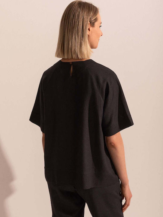 Bluza Damă De Vară Din In Neagră