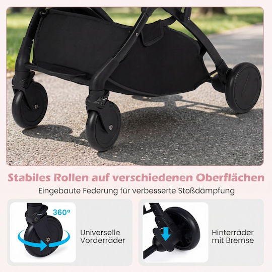 Costway Reversible Baby Stroller Suitable for Newborn Pink 7.5kg