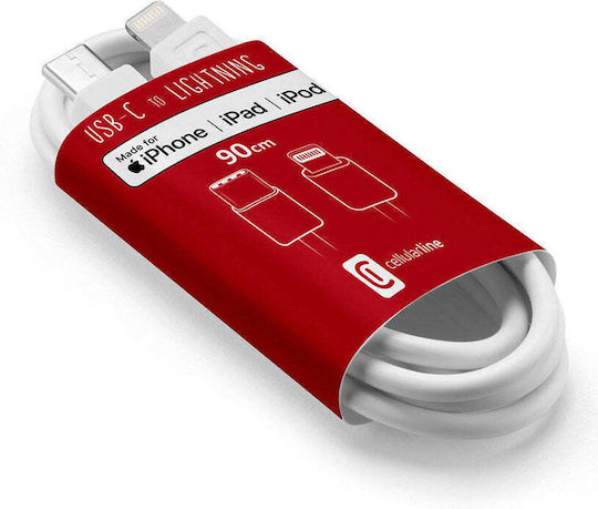 Cellular Line Usb-c Zu Lightning Kabel 90 cm Weiß