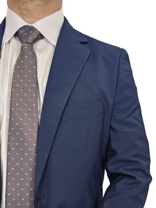 Summer Men's Suit with Slim Fit Navy Blue