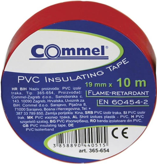 Изолационна Лента 19мм Червена 10м Commel