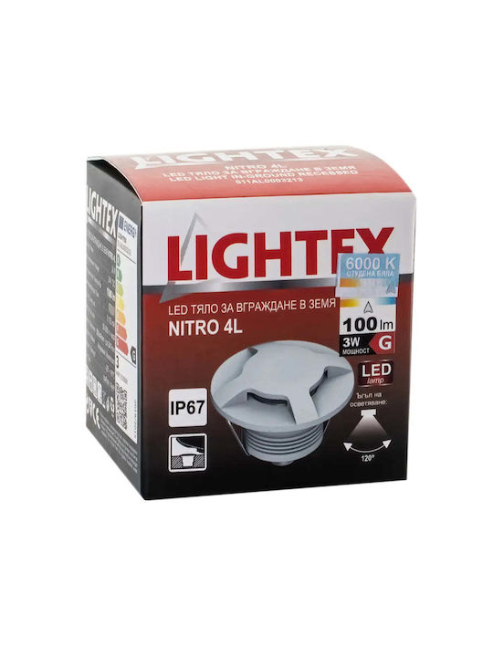 Lightex Σποτ Δαπέδου LED 3W με Ψυχρό Λευκό Φως IP67 Ασημί