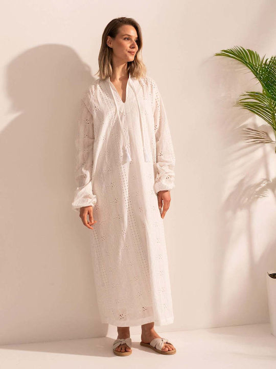 Sommer Maxi Damenkleid Weiß