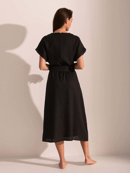 Rochie De Vară Pentru Femei Midi Neagră