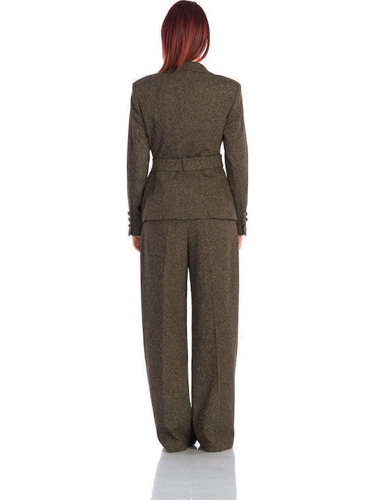 Pantaloni Dama Din Țesătură Maro
