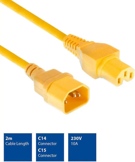 Power Cable Act C14 C15 2m Yellow