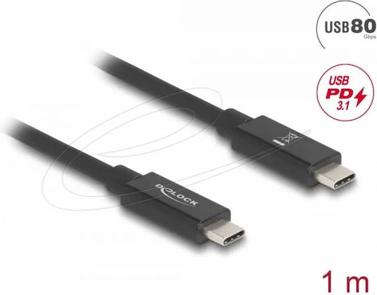 Delock Cable E-marker Usb-c 80 Gbps 16k 60 Hz Pd 3.1 240 W 1 M Black
