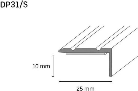 Self-adhesive L-shaped Transition Strip Doellken 25 Mm Silver 0.90 M