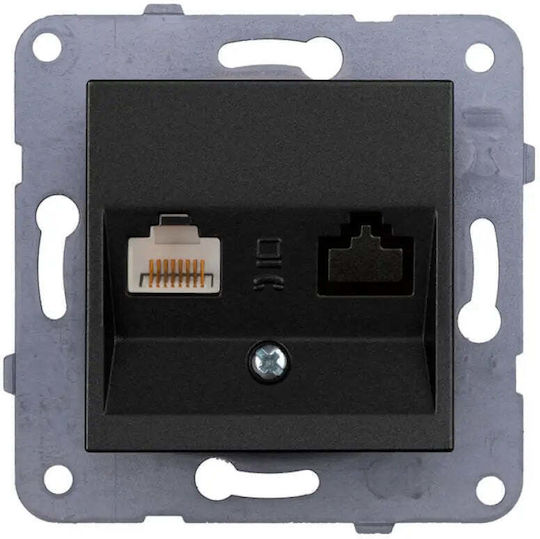 Rj45 Cat 5e Socket Black Panasonic Karre Plus