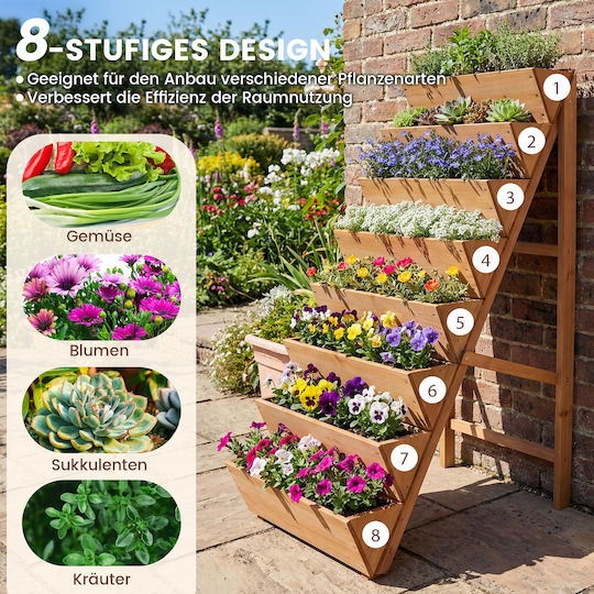 Costway Holzblumenkasten Orange 149,5x60x100cm