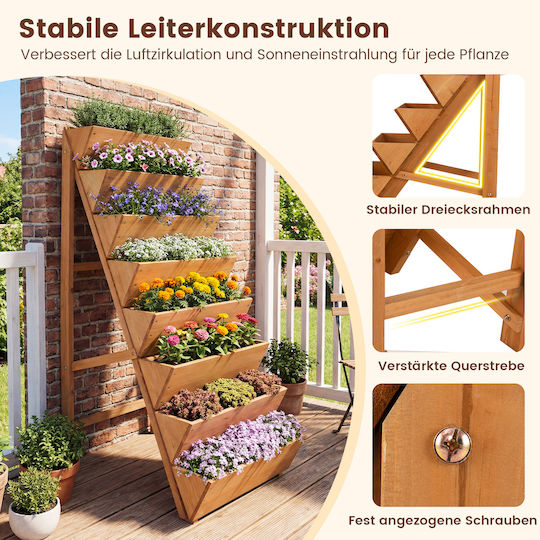 Costway Holzblumenkasten Orange 149,5x60x100cm