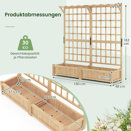 Costway Zardiniere Din Lemn 183x48x180cm