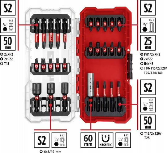 Einhell Set 28 Kreuz / Stern Schraubendreher-Bits