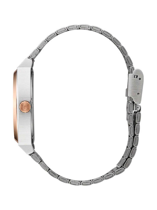 Nixon Time Teller Γυναικείο Ρολόι Μπαταρίας με Ασημί Μεταλλικό Μπρασελέ