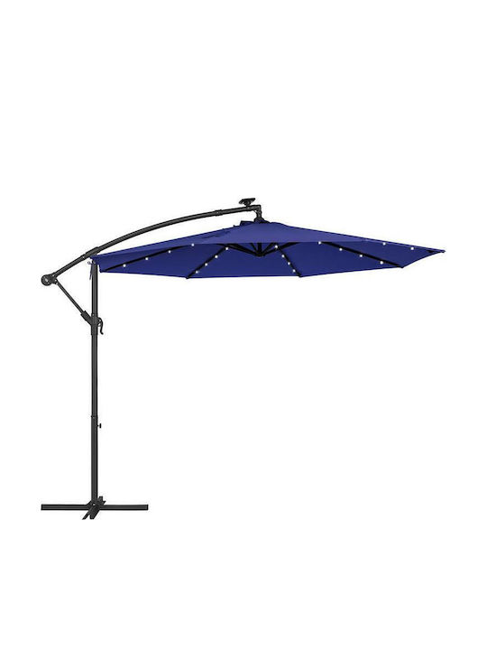 Hängender Rundschreiben Garten- und Terrassen-Sonnenschirm Metall Blau Φ3xΥ2.45m