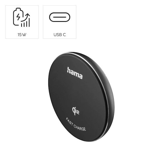 HAMA Асимов Зарядно Устройство (Qi Pad) 15W Черен