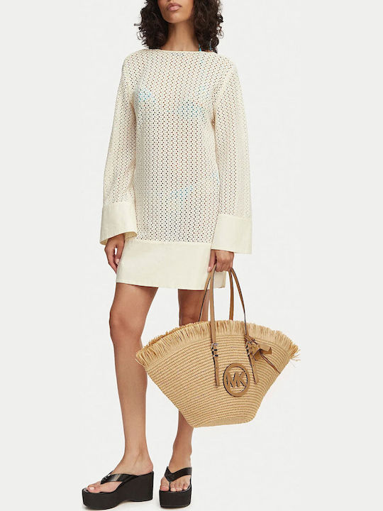 Michael Kors Isa Fan Geantă De Plajă Wicker Bej