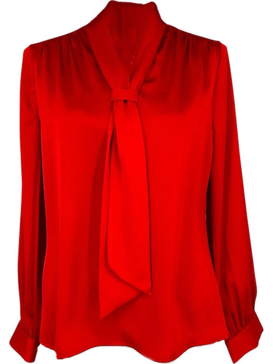 Women's Satin Red Blouse